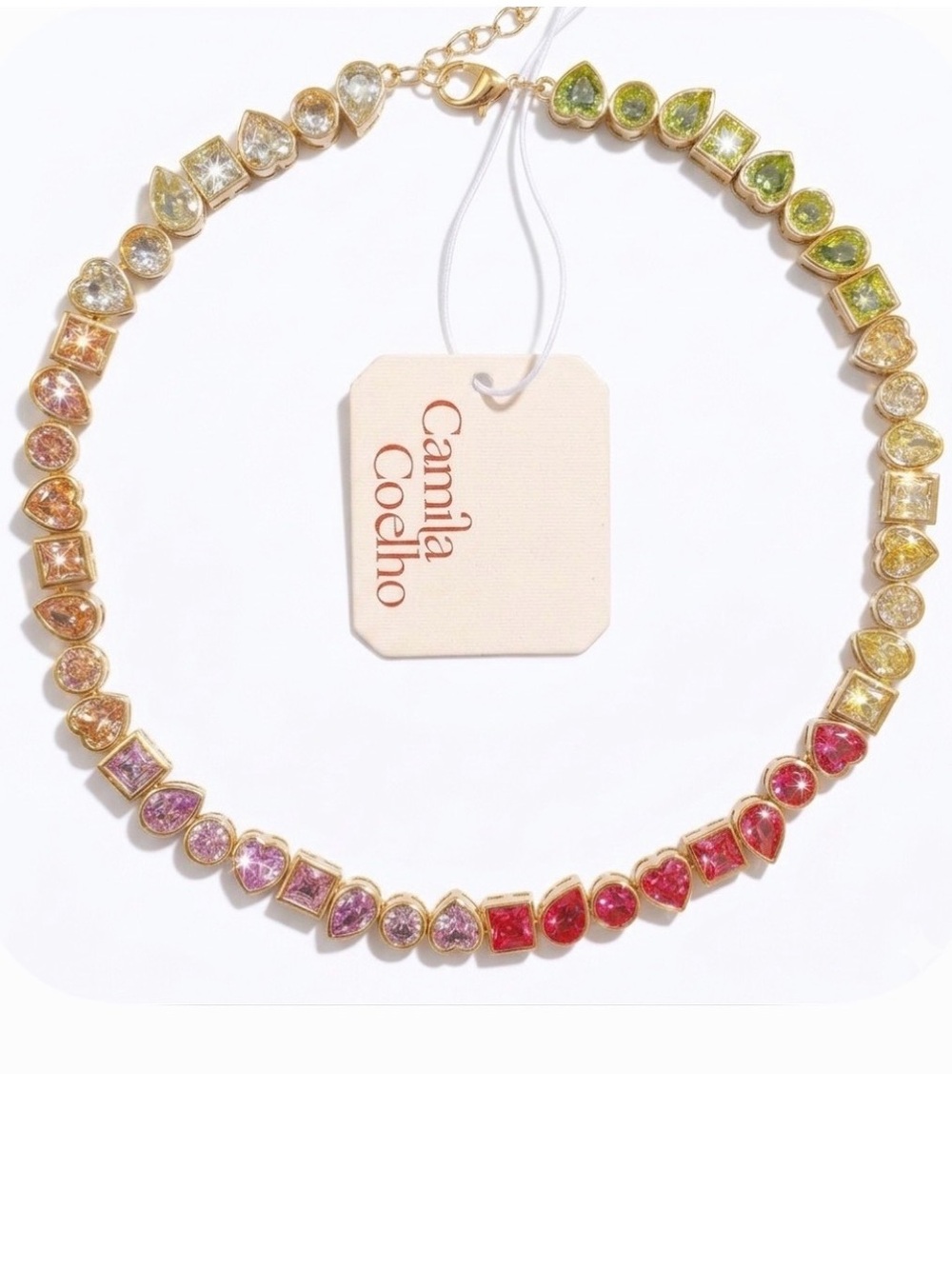 NWT 💜💖💚 Camila Coelho Cubic Zirconia Chocker Necklace in Pastel Ombré Shades